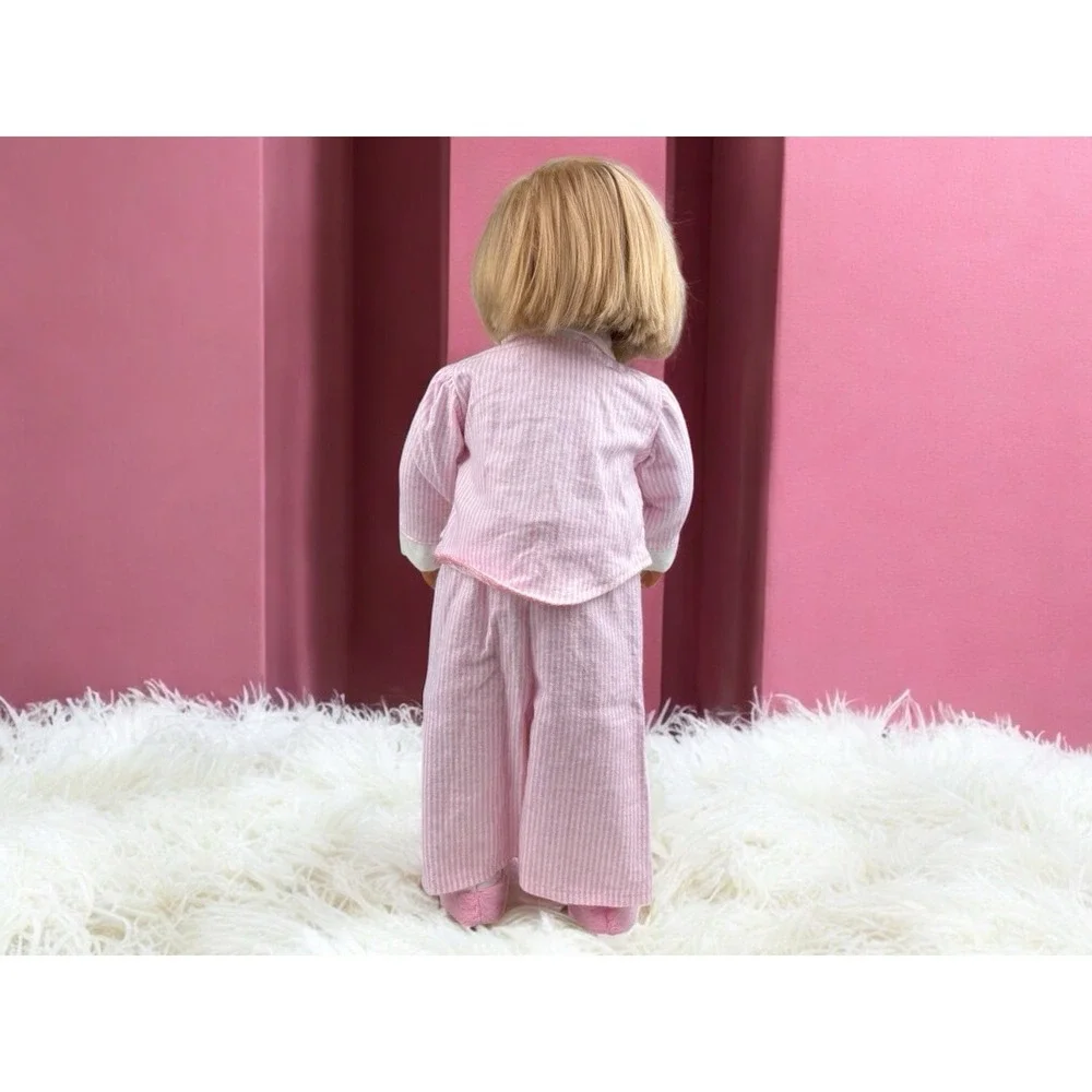 Pink Pajama Set With Snow Flake Buttons And Pink Slippers‎ For 18